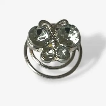 Curlie vlinder met strass – zilver (1,5 cm)