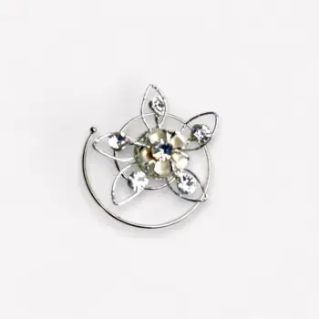 Curlie zilverkleurige bloem met strass – 2 cm