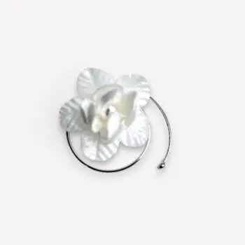 Curlie wit met stoffen bloem – 2 cm