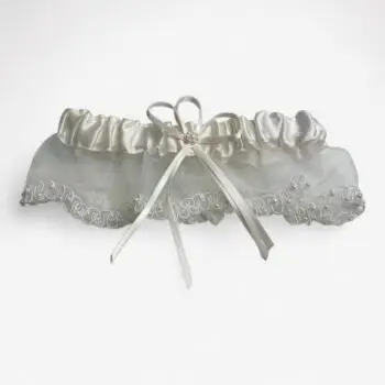 Ivoorkleurige kousenband – satijn & organza (6 cm)