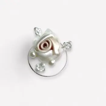 Curlie roos satijn – ivoor & champagne (3×3 cm)