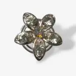 Curlie bloem met strass en AB-steen – zilver (2×2 cm)