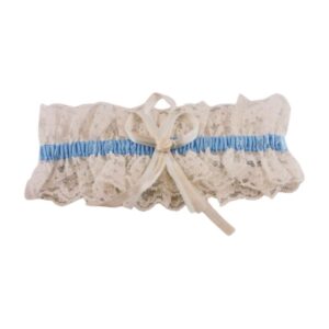 Kousenband Ivoor met Blauw Accent