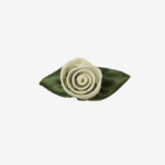 Sintra Satinbud 3,5 cm – ivoor / donkergroen