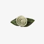 Sintra Satinbud 3,5 cm – ivoor / donkergroen