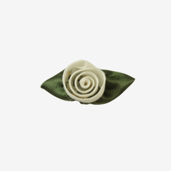 Sintra Satinbud 3,5 cm – ivoor / donkergroen
