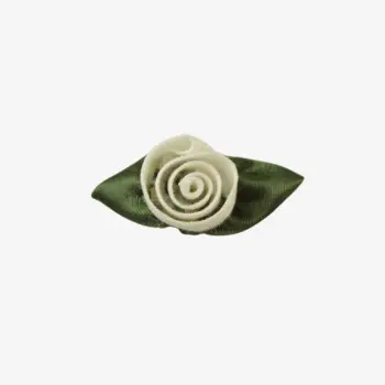 Sintra Satinbud 3,5 cm – ivoor / donkergroen