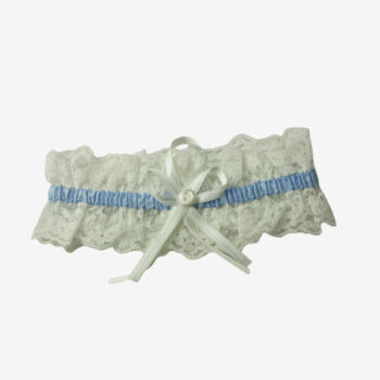 Kousenband Ivoor met Blauw Accent
