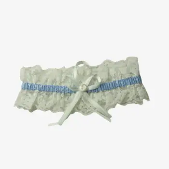 Kousenband Ivoor met Blauw Accent