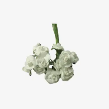 Lucca Paperblooms 1 cm – bosje van 12 papieren roosjes (wit)