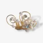 Goudkleurige haar­kam met parels en strass