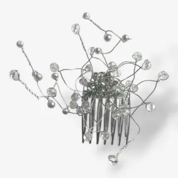 Haar­kam Silver Aurora – kristal en pareldetail