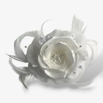 Haar­kam Feather Rose – ivoor met parels & veertjes