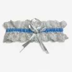 Kousenband ivoor met blauw accent – 7 cm elastisch