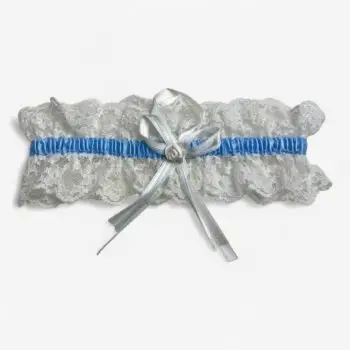 Kousenband ivoor met blauw accent – 7 cm elastisch