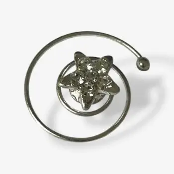 Curlie zilveren ster met strass – 0,75 cm