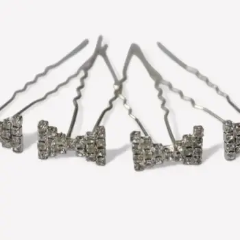 Cannes Chic  Strikvormige Kristallen Haarpinnen - per 4 stuks