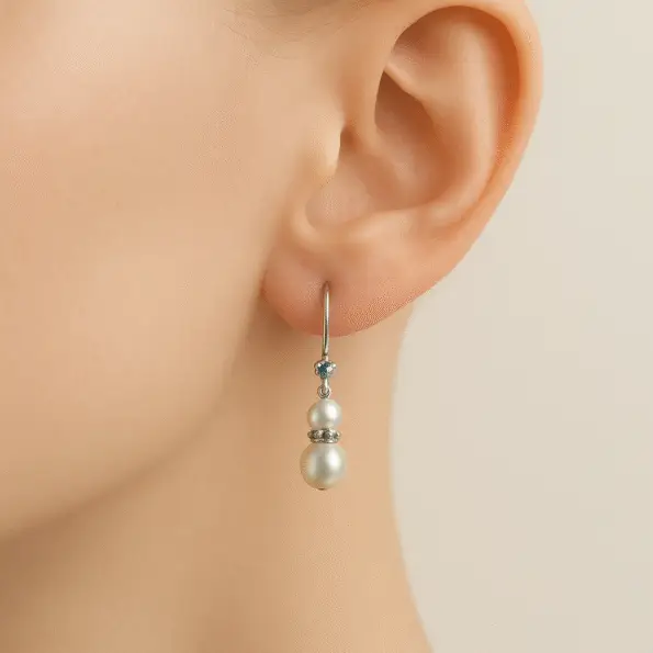 Prachtige parel oorbel close up