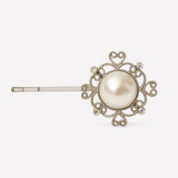 Haarschuif parel met strass – 3,5 cm (set van 2 stuks)