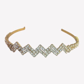 Gouden Zigzag Diadeem met Strass – 3 cm Breed
