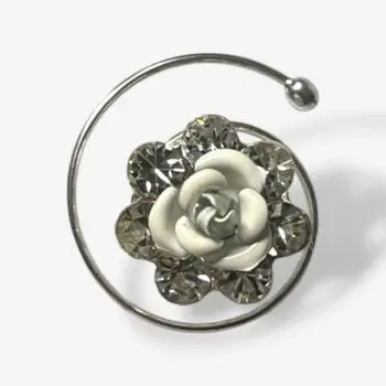 Witte roos curlie met strass – elegante haarversiering 1,5 cm