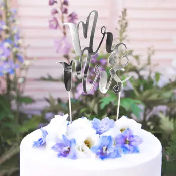 Taarttopper ‘Mr & Mrs’ – zilver (25,5 cm)