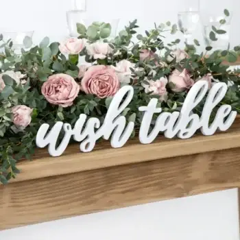 Houten tafelbordje “Wish Table” – wit (40 × 10 cm)