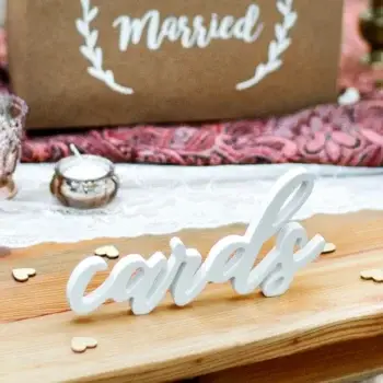 Houten tafelbord Cards – wit (20 × 10 cm)