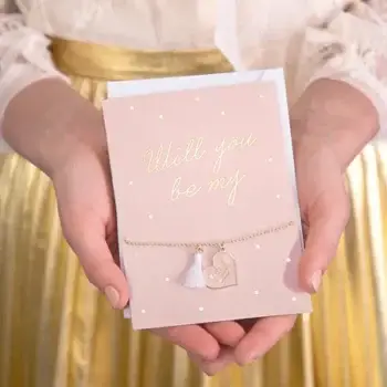Kaart met armband “Will you be my Maid of Honor?” – bruiloft cadeau
