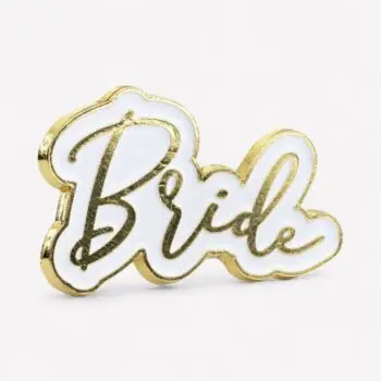Speldje Bride – goud/wit (3,5 × 2 cm)