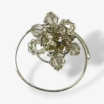 Curlie met glaskraaltjes en strass – zilver (2 cm)