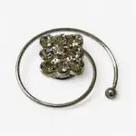 Curlie vierkant met strass – zilver (0,75 cm)