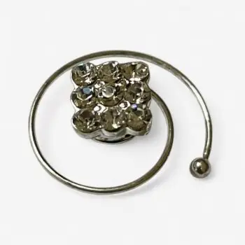 Curlie vierkant met strass – zilver (0,75 cm)