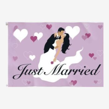 Gevelvlag “Just Married” – 90 × 60 cm