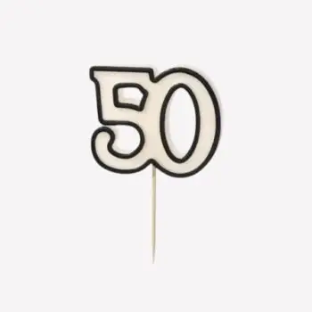 Verjaardagskaars 50 – Wit/Zwart (5,5 cm)