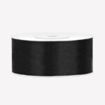 Satijnlint Zwart – 25 mm x 25 m