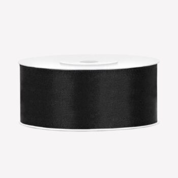 Satijnlint Zwart – 25 mm x 25 m