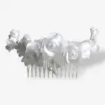 Sluierkam Rose Cascade – wit met roosjes & parels