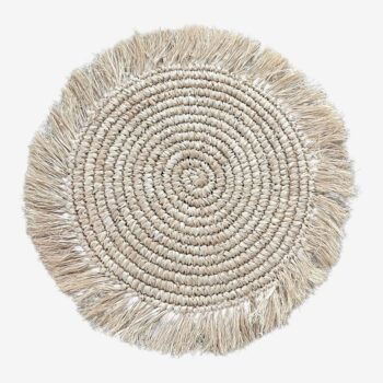 Placemat van raffia met fringe – 39 cm (handgemaakt)