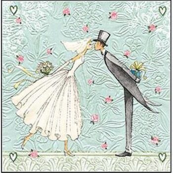 Servetten bruid & bruidegom mint – 33 × 33 cm (20 stuks)