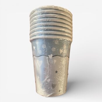 Wegwerp bekers zilvergrijs – 270 ml (8 stuks)