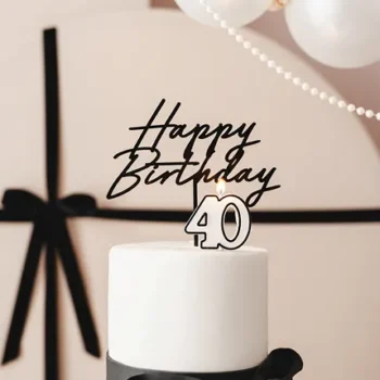 Iets te Vieren | Shop 19 Verjaardagskaars cijfer 40 – zwart/wit (5,5 cm)