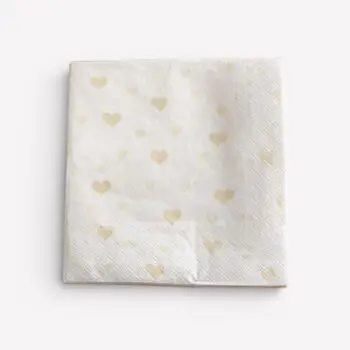 Servetten gouden hartjes – 33 × 33 cm (20 stuks)