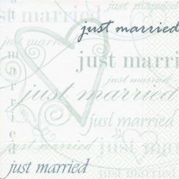 Iets te Vieren | Shop 11 Servetten Just Married – romantisch design (33 x 33 cm)