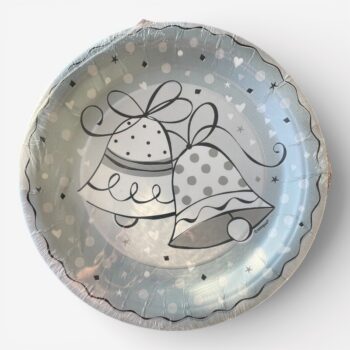 Klein wegwerp bordje Wedding Bells – zilvergrijs (18 cm)