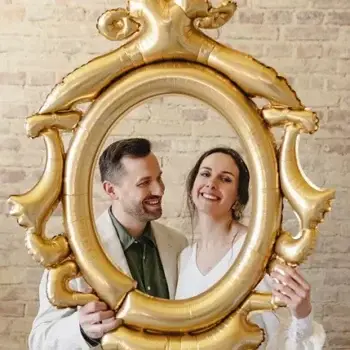 Folieballon fotoframe goud – 78 × 95 cm