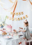 Banner Happy Birthday goud / rosé – 13 × 150 cm