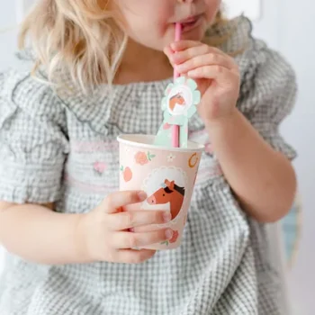 Papieren rietjes paarden – 19,5 cm (6 stuks)