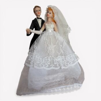 Taarttopper bruidspaar met witte jurk – 18 cm
