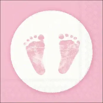 Geboorteservetten Meisje Roze Voetjes - Ambiente 33x33cm